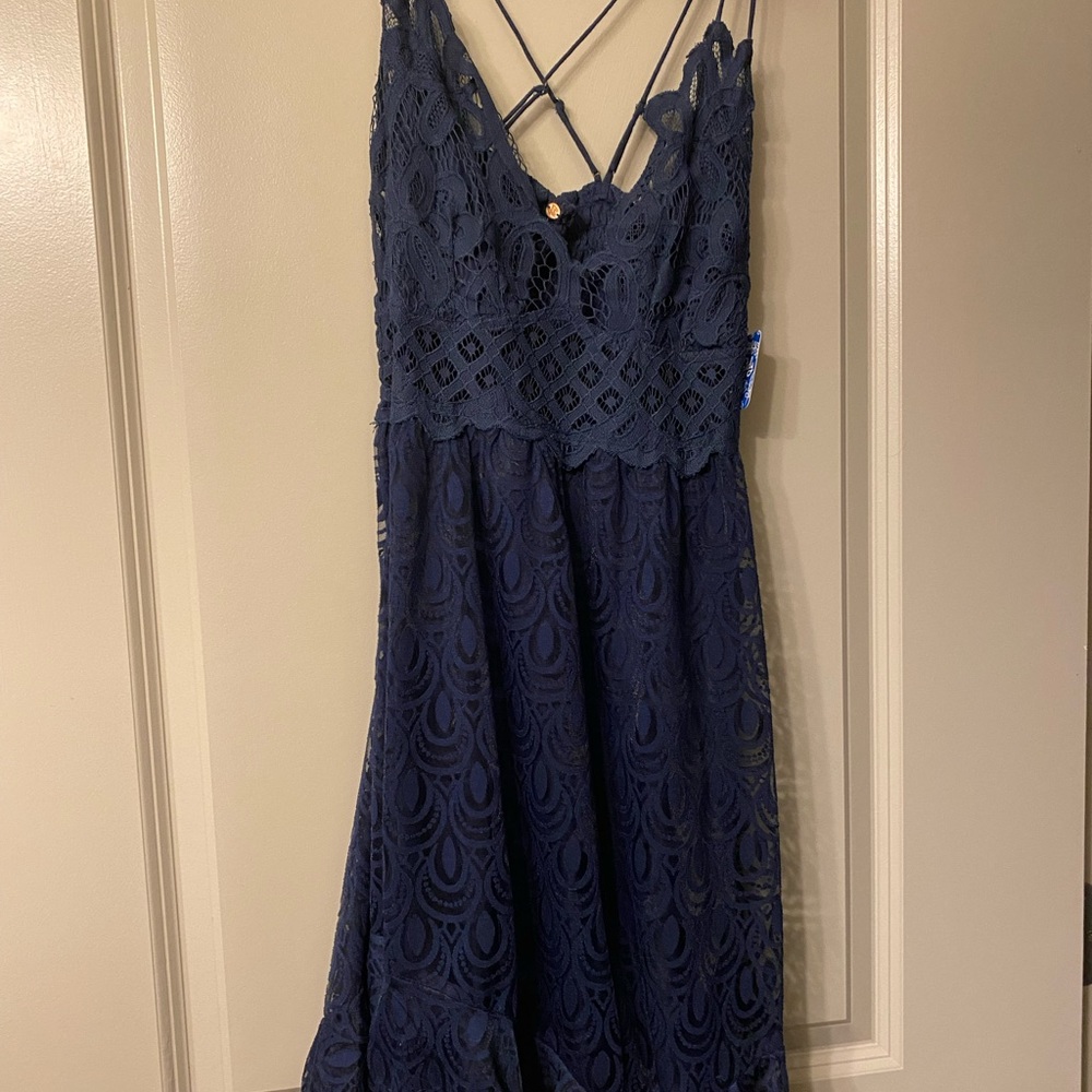 Free People One Adella Slip Dress Navy